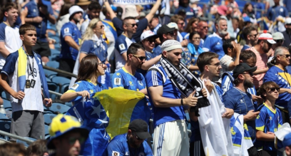 Fans watching their team play in San Francisco.